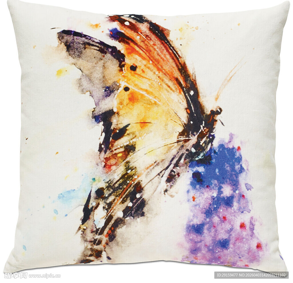 水彩蝴蝶图案抱枕