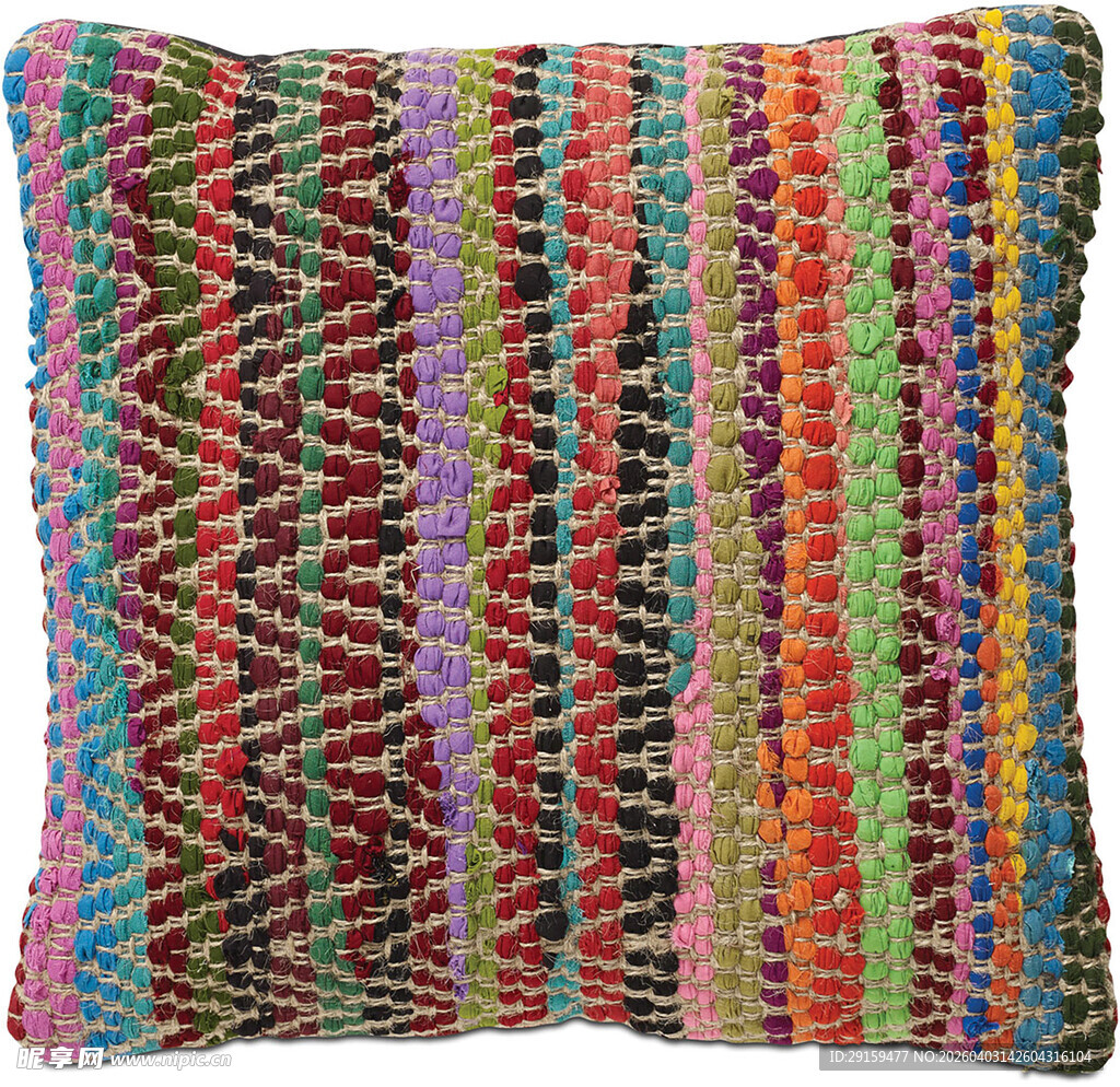 多彩条纹针织抱枕