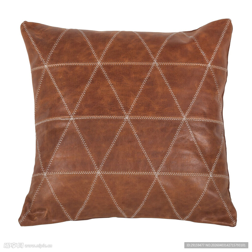 棕色几何图案皮质抱枕