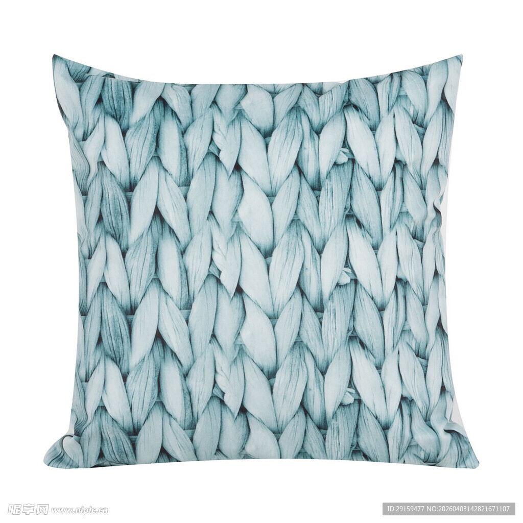 蓝绿色羽毛图案抱枕