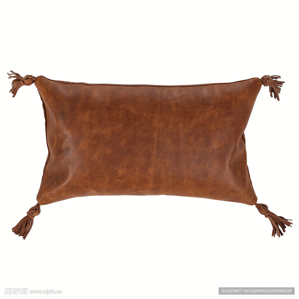 棕色流苏皮革抱枕