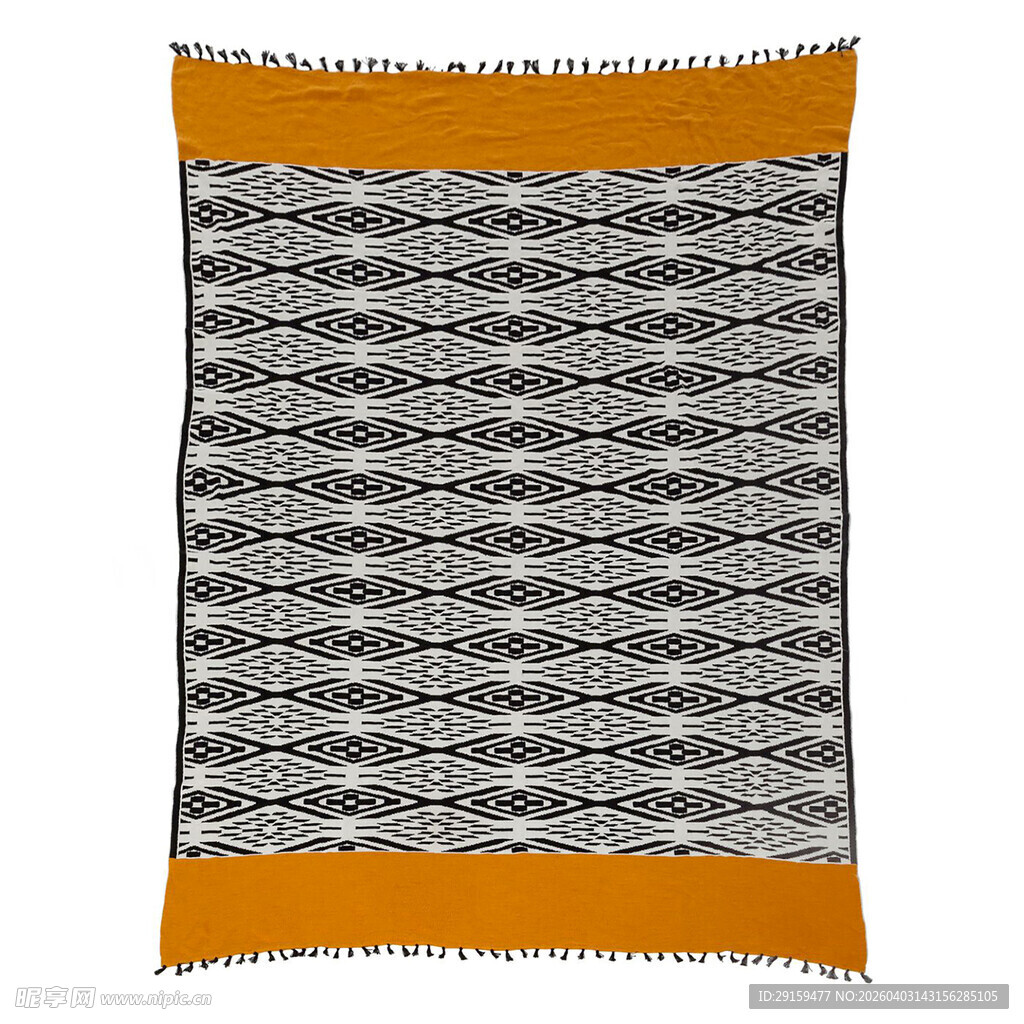 几何图案橙色边缘毛毯