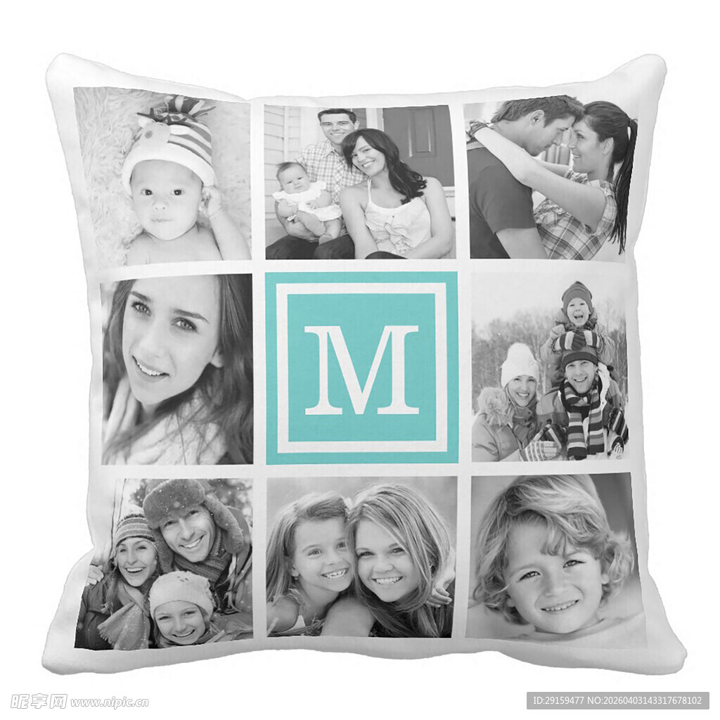 个性照片拼接字母M抱枕