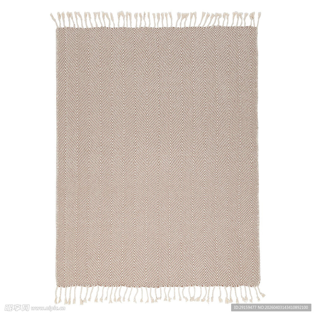 浅米色流苏装饰羊毛地毯