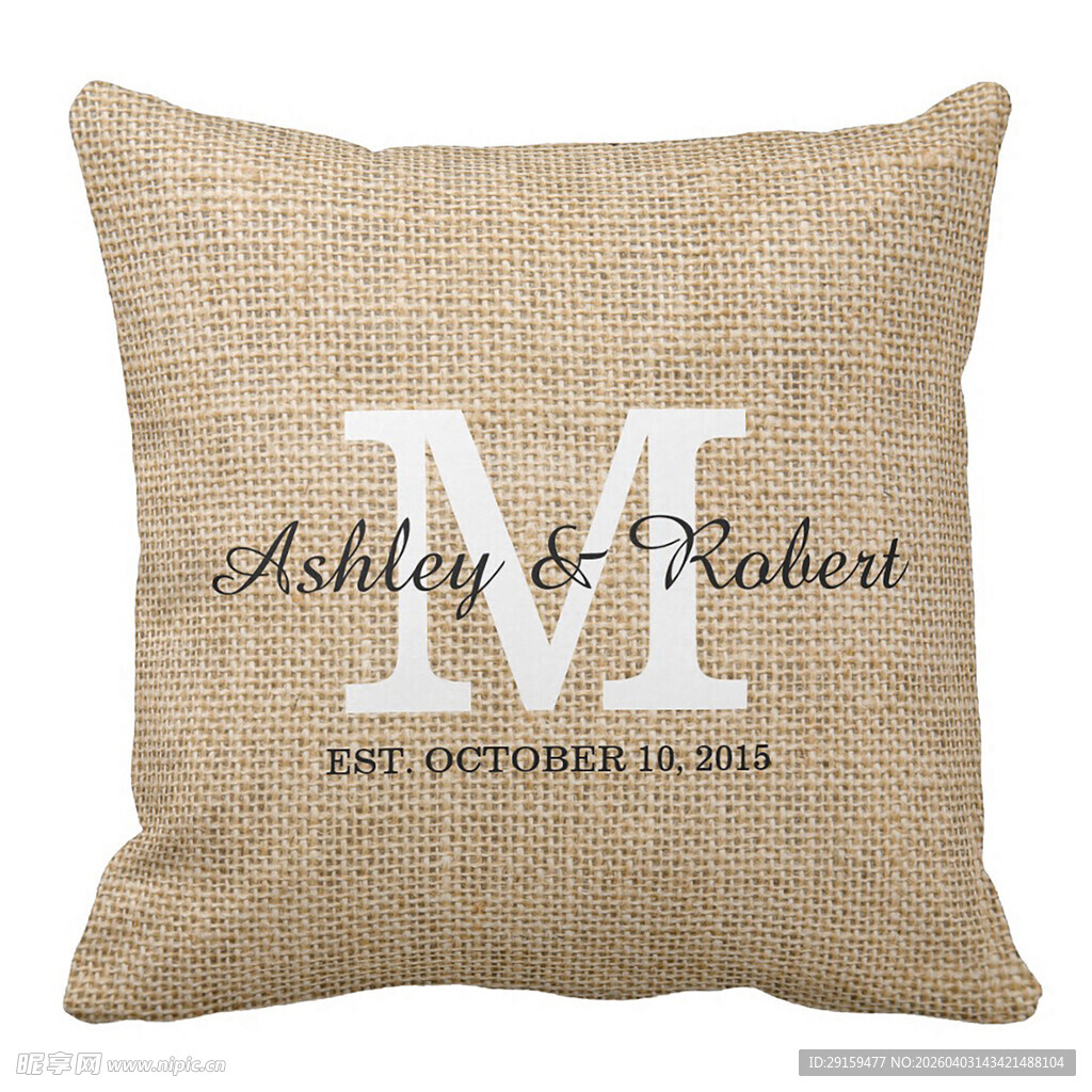 个性化麻布字母装饰抱枕