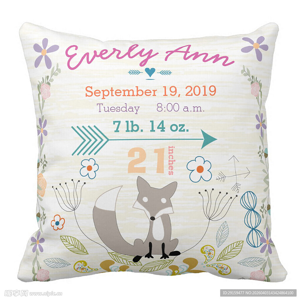 宝宝出生纪念抱枕