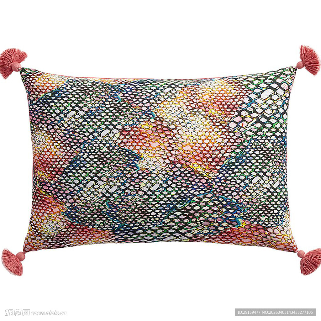 多彩几何图案流苏装饰抱枕