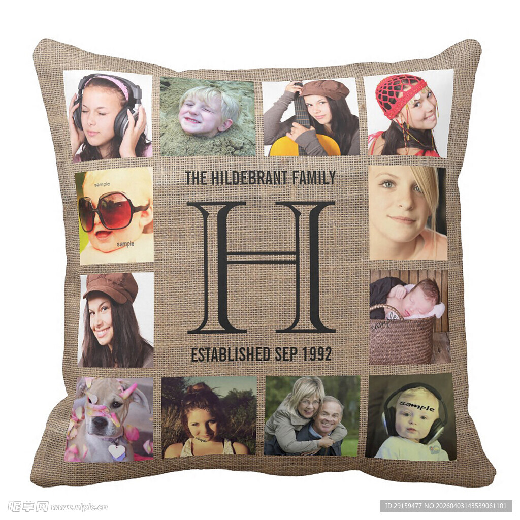 个性化照片拼接字母H抱枕