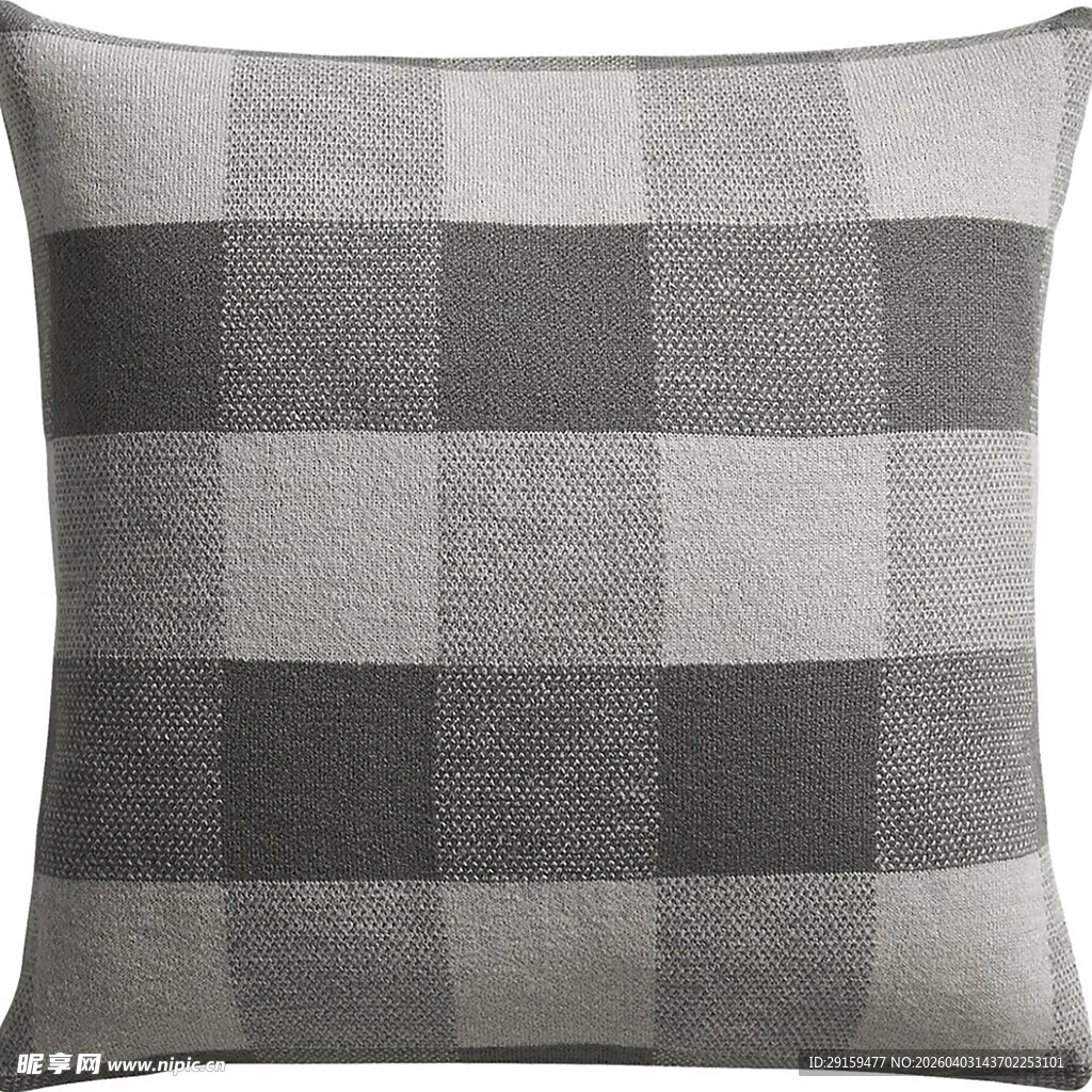 灰色格子抱枕