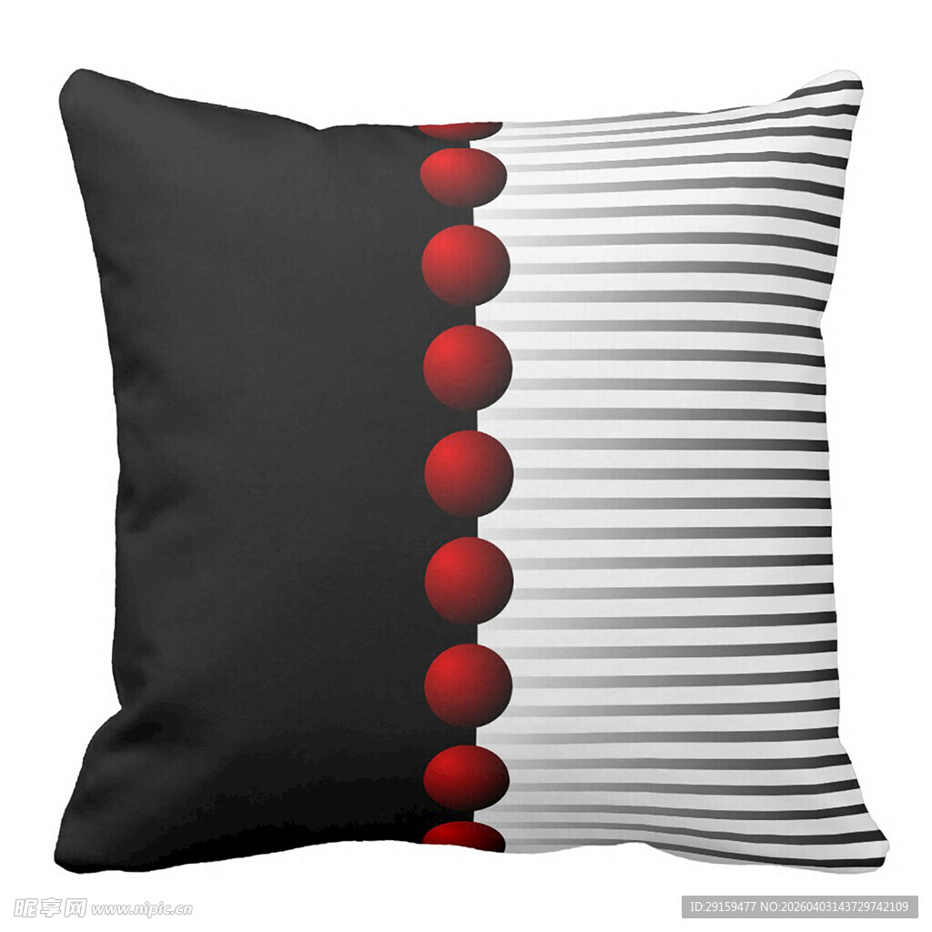黑白红条纹装饰抱枕