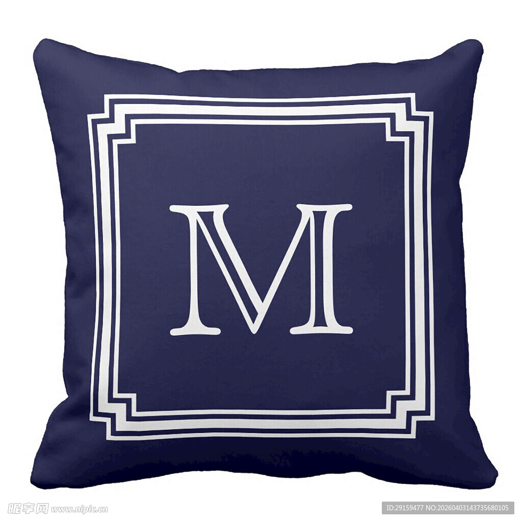 蓝色字母M装饰抱枕