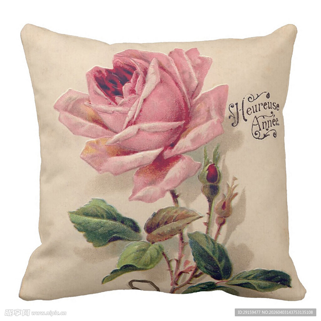 粉色玫瑰图案抱枕