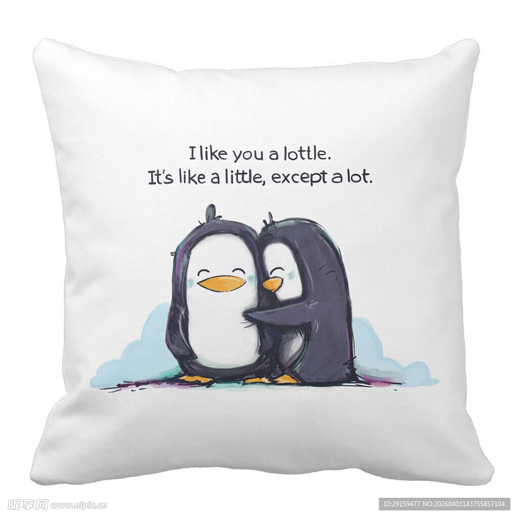 可爱企鹅情侣抱枕图案