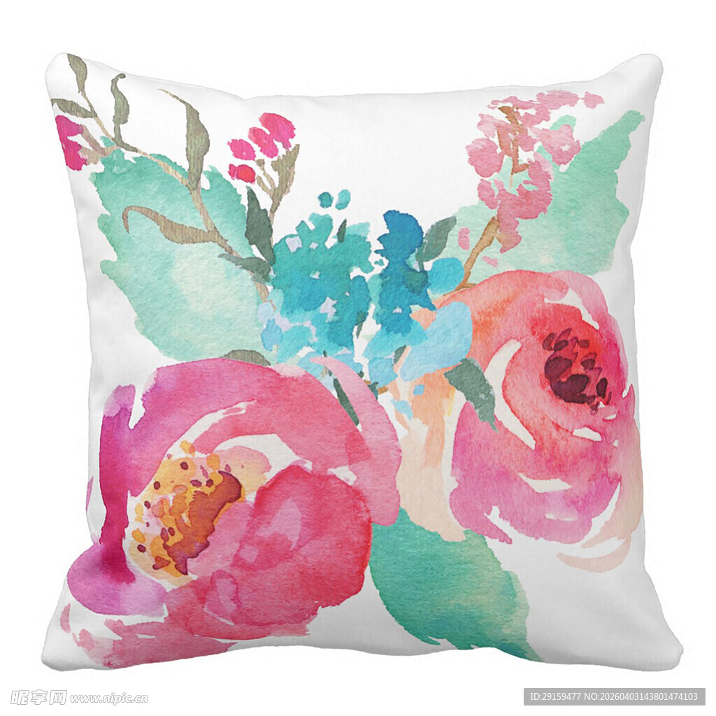 水彩花卉图案抱枕