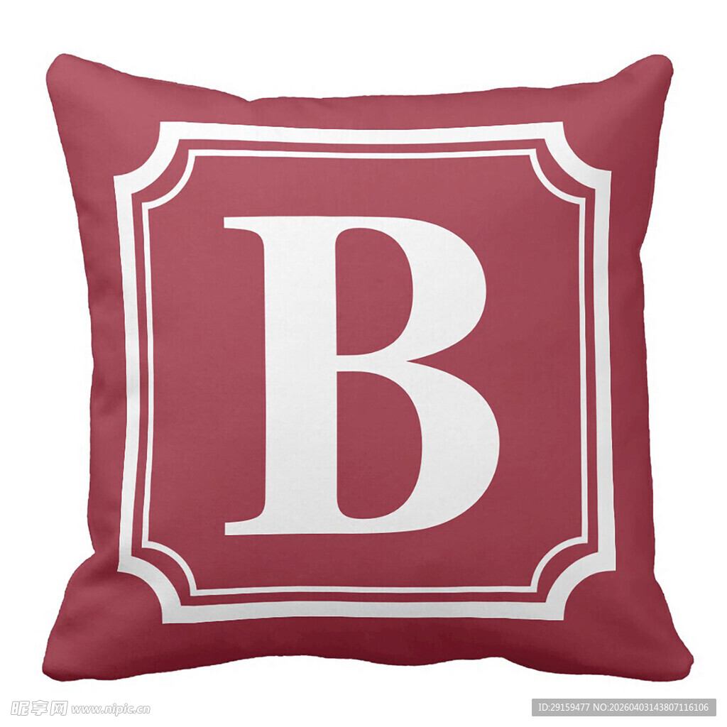 红色字母B图案抱枕