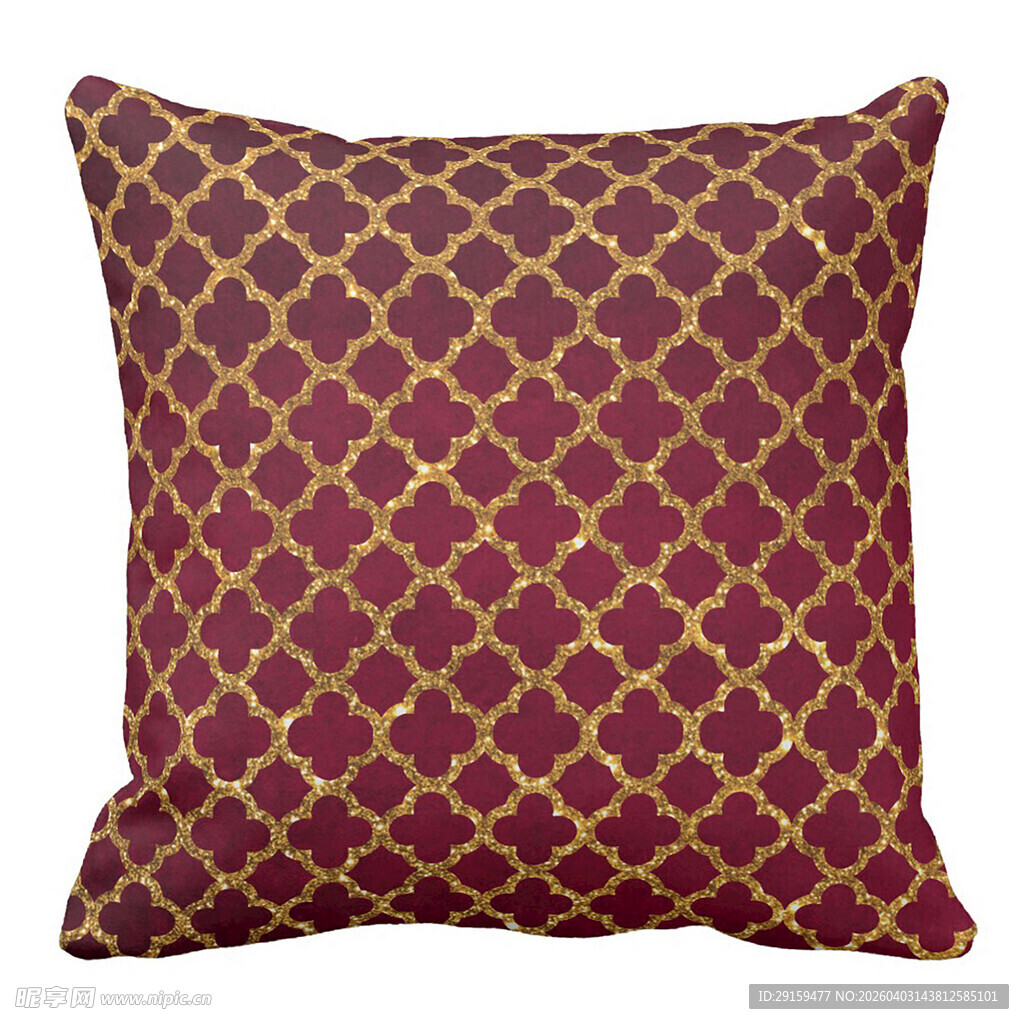 酒红色几何图案装饰抱枕