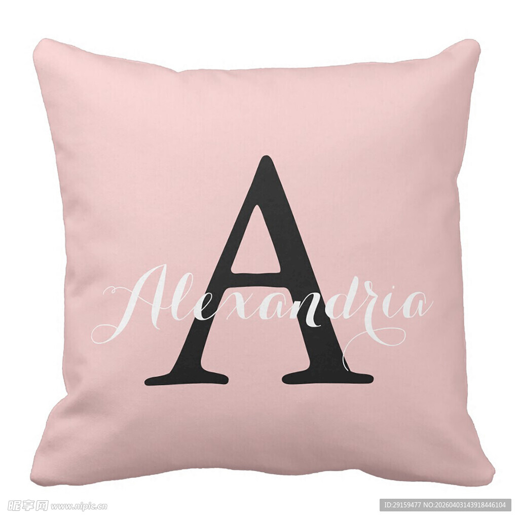 粉色字母装饰抱枕