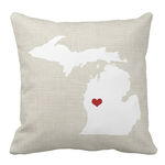 密歇根州地图爱心抱枕