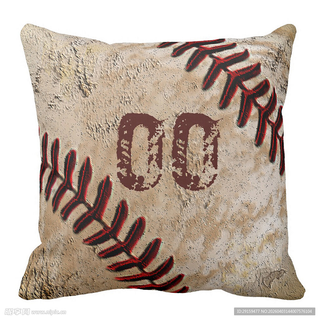 复古棒球图案抱枕