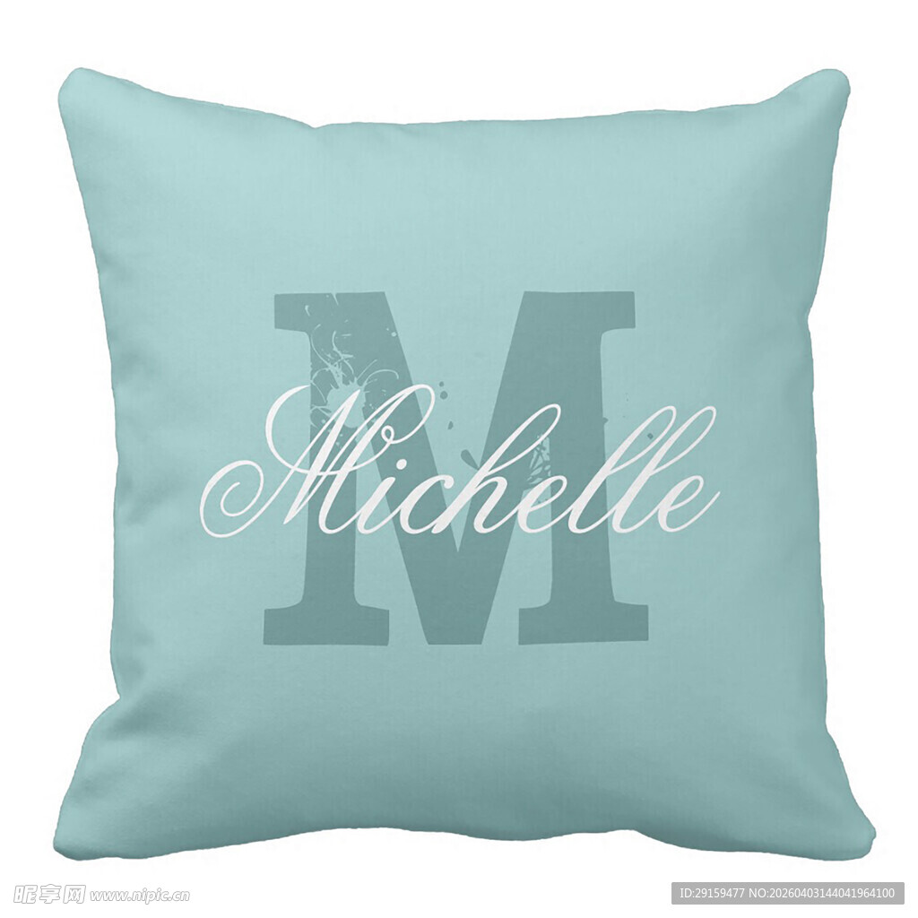 个性化浅蓝色字母抱枕