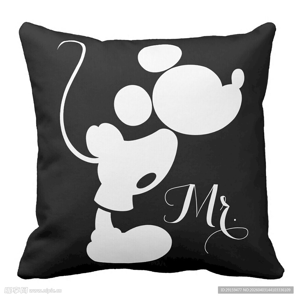 米奇图案黑色抱枕