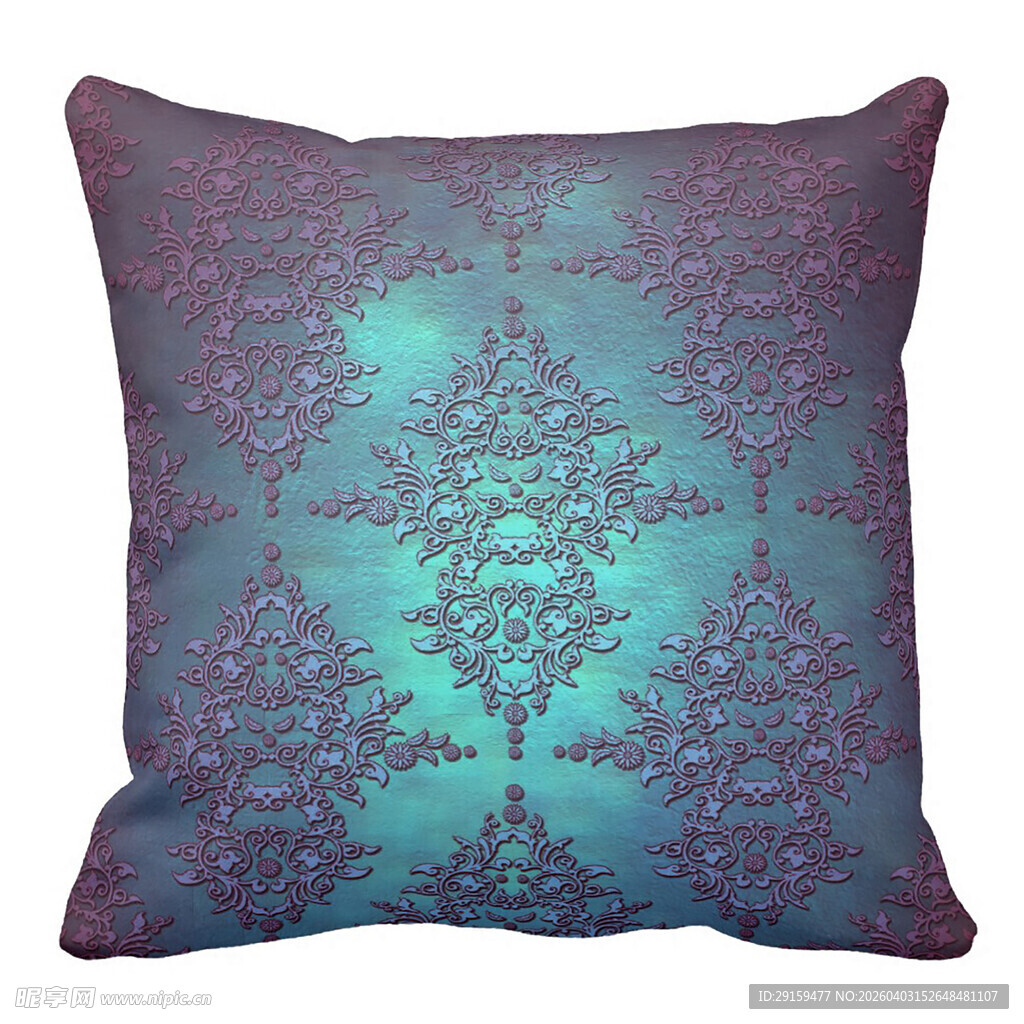 蓝紫色花纹装饰抱枕