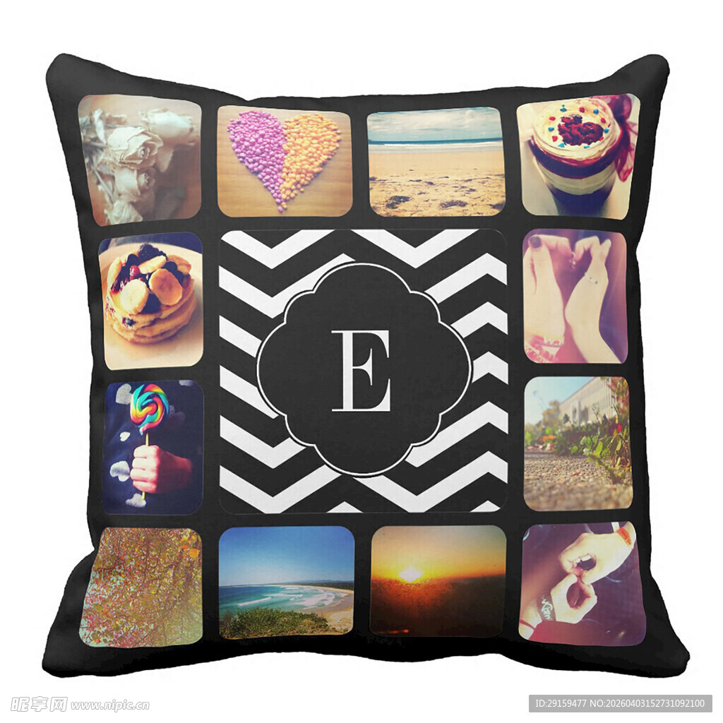 个性照片拼接字母装饰抱枕