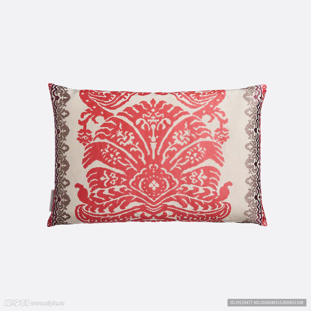 红白色花纹装饰抱枕