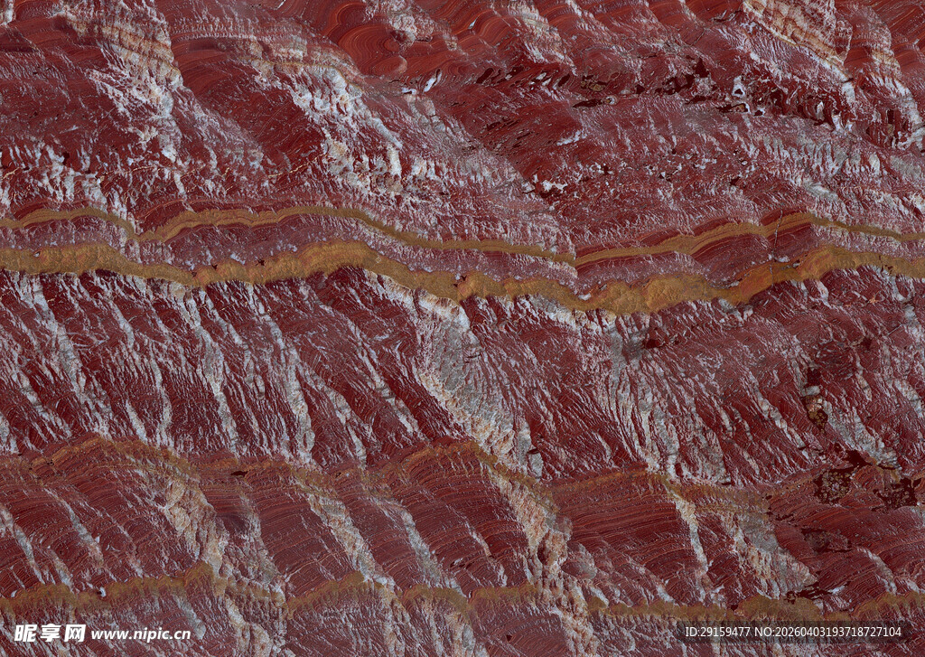 红色纹理岩石特写