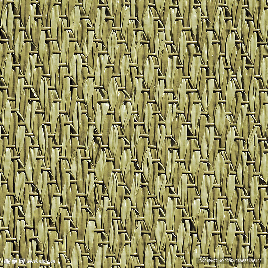 编织纹理的浅黄色竹编图案