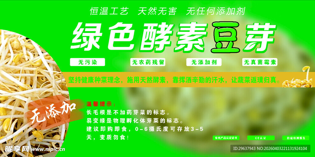绿色酵素豆芽宣传海报