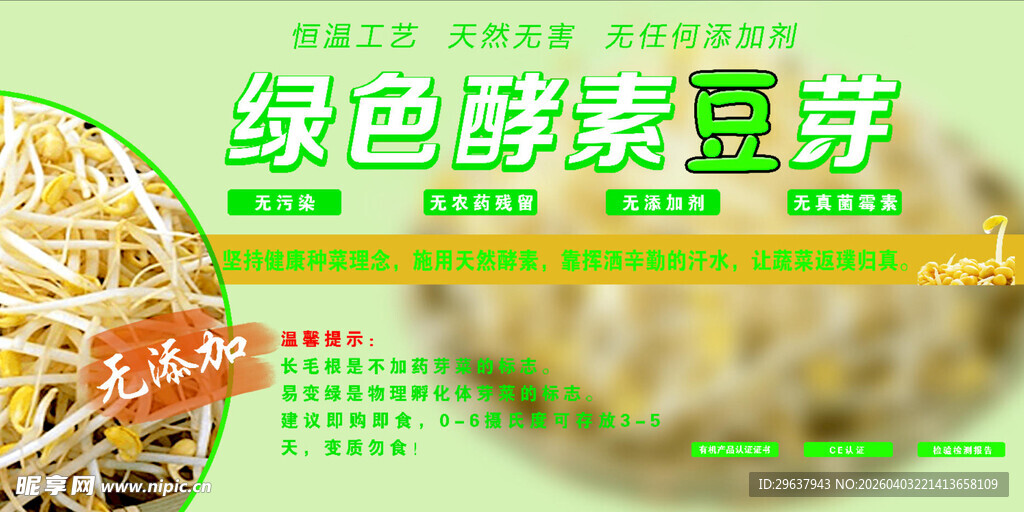绿色酵素豆芽宣传海报