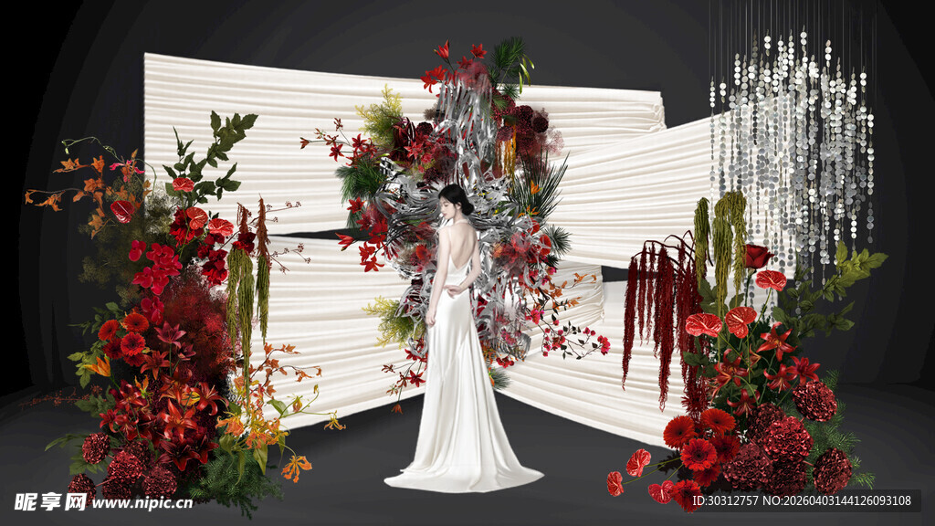 白色背景的精致花卉装饰