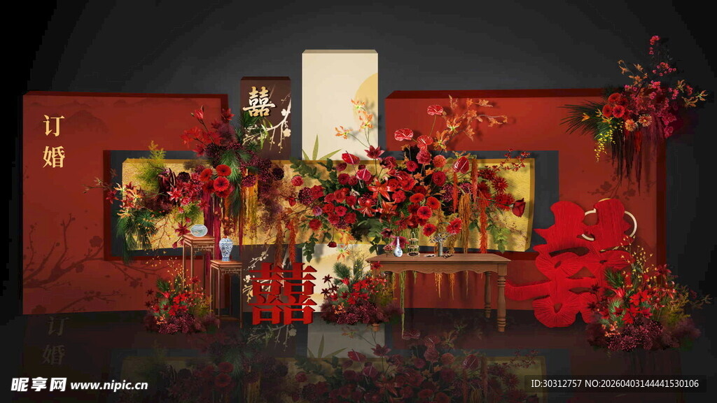 节日装饰的温馨壁炉场景