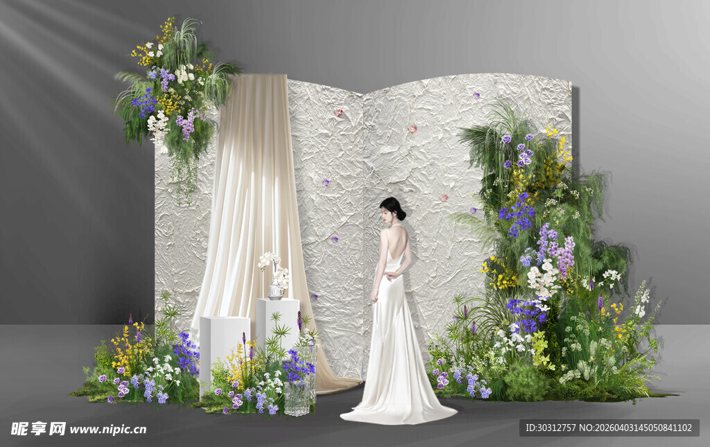 浪漫婚礼场景中的美丽新娘