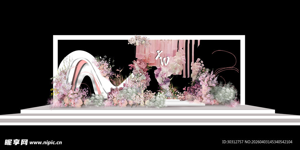 梦幻粉色系婚礼场景布置