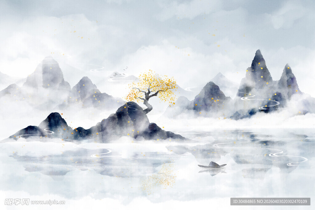 新中式山水背景