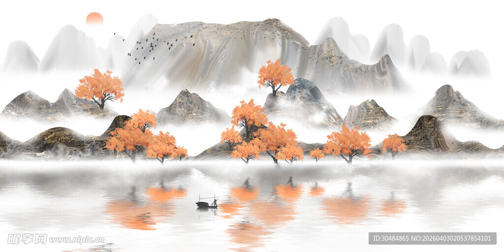 新中式意境山水背景