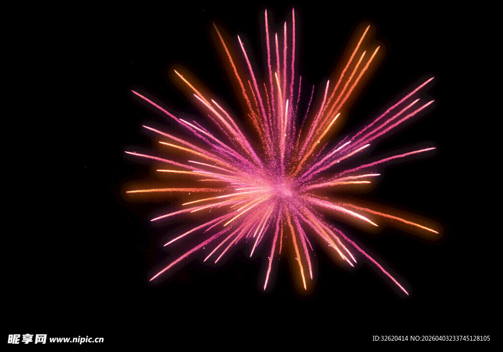 绚丽绽放的彩色烟花