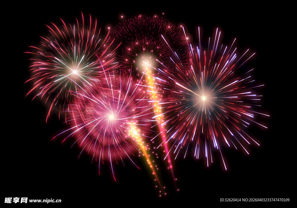 夜空中绚烂的烟花绽放