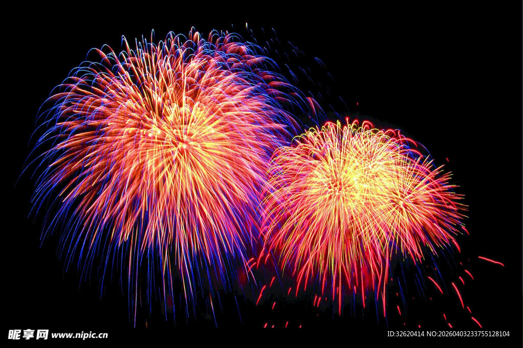 绚丽烟花绽放夜空