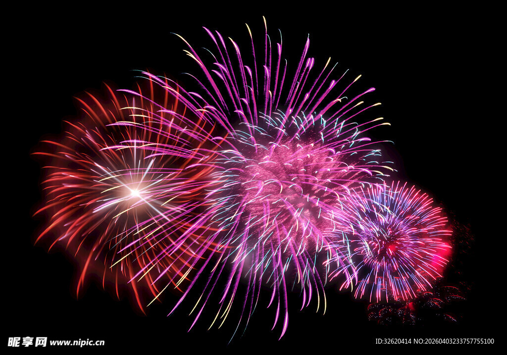 绚丽多彩烟花绽放夜空