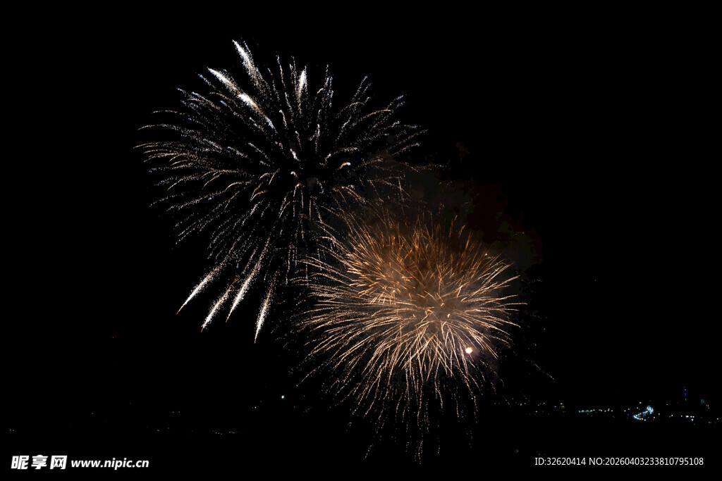 夜空中绚烂的烟花绽放