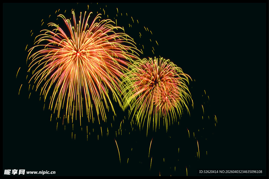 夜空中绚烂的烟花绽放