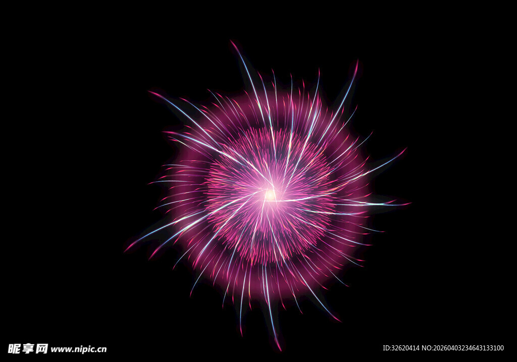 绚丽粉色烟花绽放