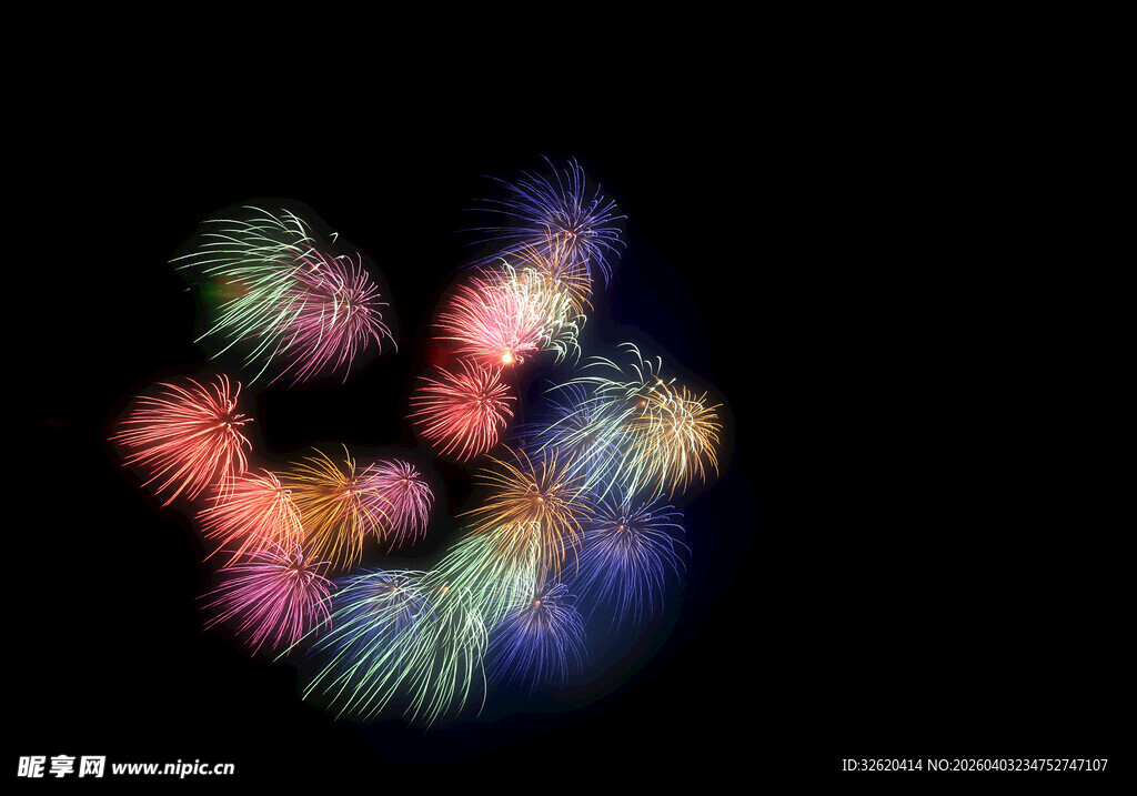 绚丽多彩烟花绽放瞬间