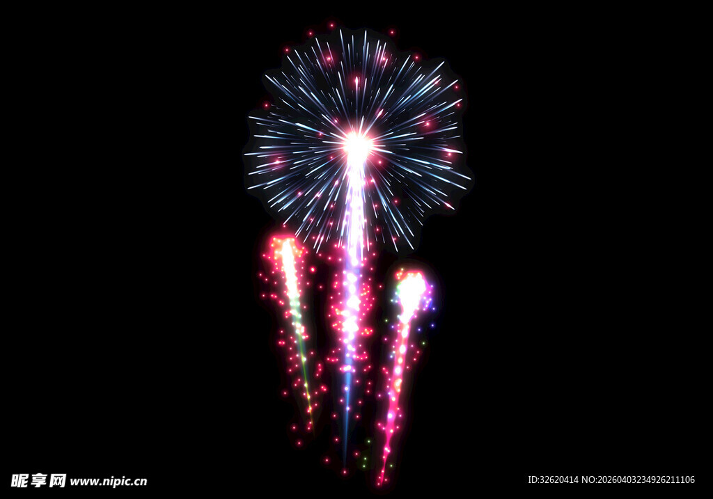 夜空中绚丽绽放的烟花