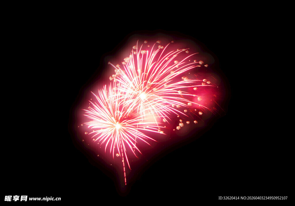 绚丽红色烟花绽放