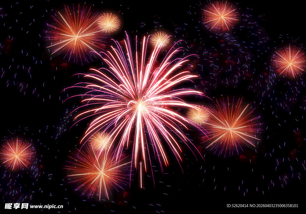 夜空中绚烂的烟花绽放