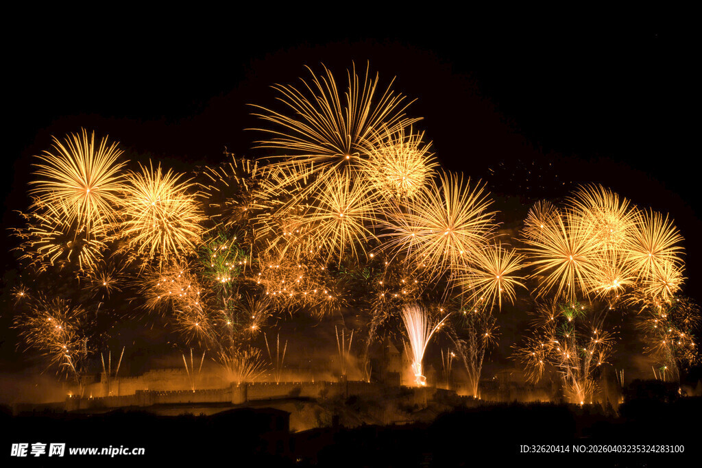 夜空中绚烂的烟花绽放